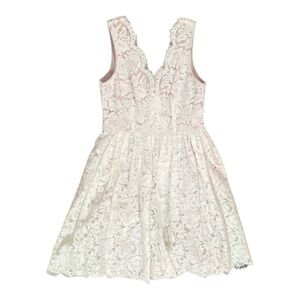 Lulus Love Swept Lace Midi Skater Dress Sz M Wedding Bridal Shower